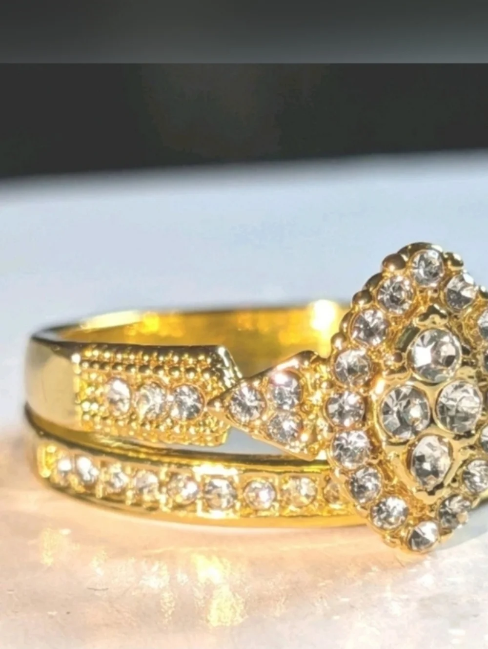 2ct Two Piece Lab Created Engagement Bridal Ring Set 14k Yellow Gold Plated Sz10